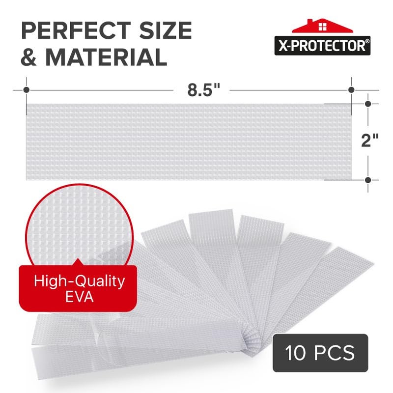 X-Protector Rubber Grip Tape Strips - 10 PCS Pack of Non-Abrasive Grip Stickers - 2"x8.5" Heavy-Duty Non Slip Adhesive Strips - Clear Waterproof Rubberized Grip Tape for Handles! - Image 2